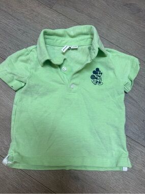 Janie and Jack Light Green Polo with Mickey Embroidery